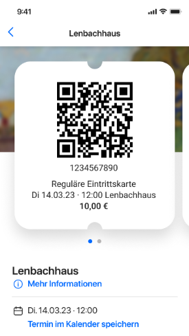 Screenshot, der das digitale Ticket in der App anzeigt